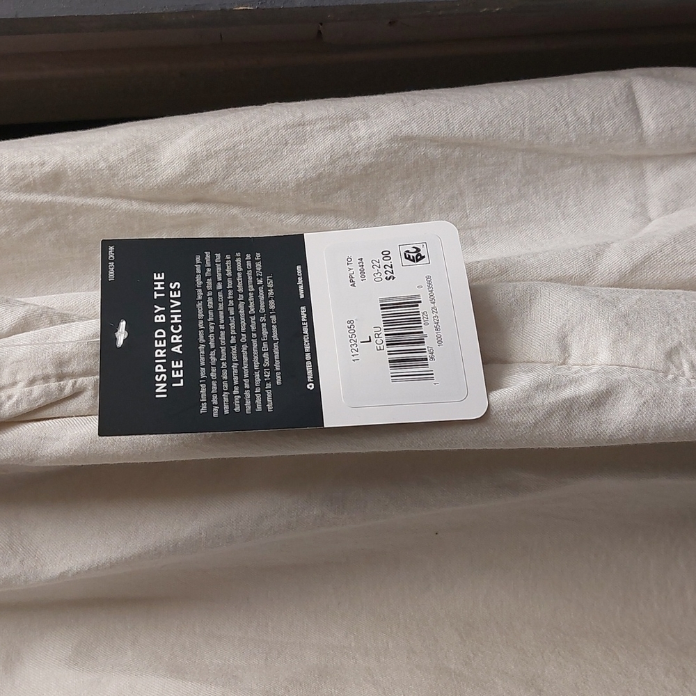 Lee Blouse sz Lg Ecru (each) Only One Left. - Picture 3 of 13